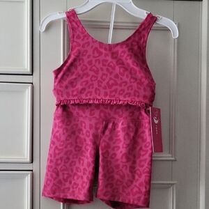 Yogalicious Fuchsia Leopard Kids  Bra And Short Set. NwT 7/8